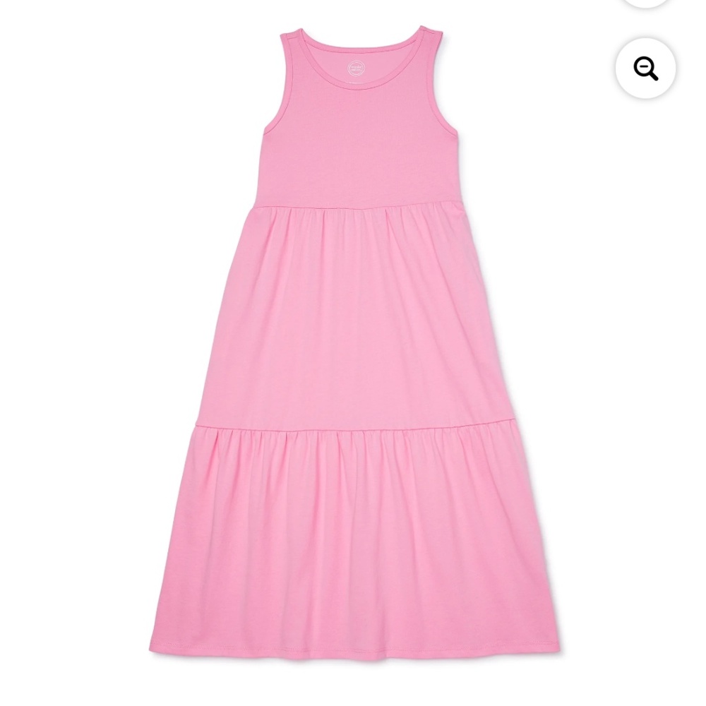 Wonder Nation Girls Pink Sleeveless Tiered Midi Tank Dress Size 10-12 NEW
